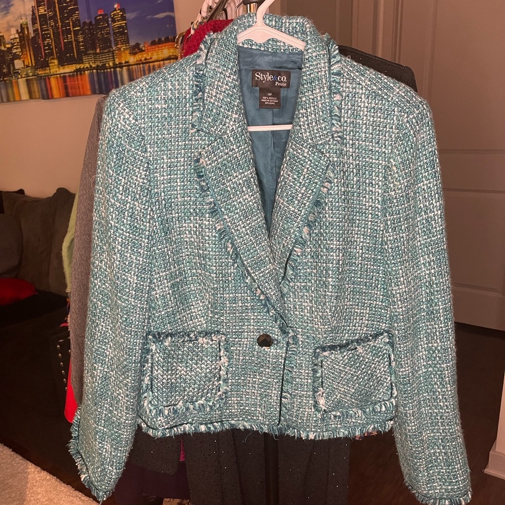 Style & Co Tweed Blue Blazer